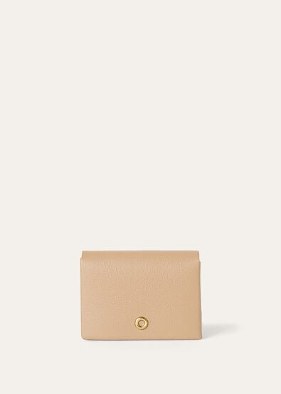 GHIERA FOLDED CARDHOLDER W/ZIP POCKET LINEN CALF