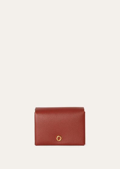 GHIERA FOLDED CARDHOLDER W/ZIP POCKET LINEN CALF