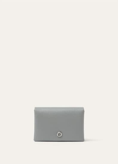 GHIERA FOLDED CARDHOLDER W/ZIP POCKET LINEN CALF