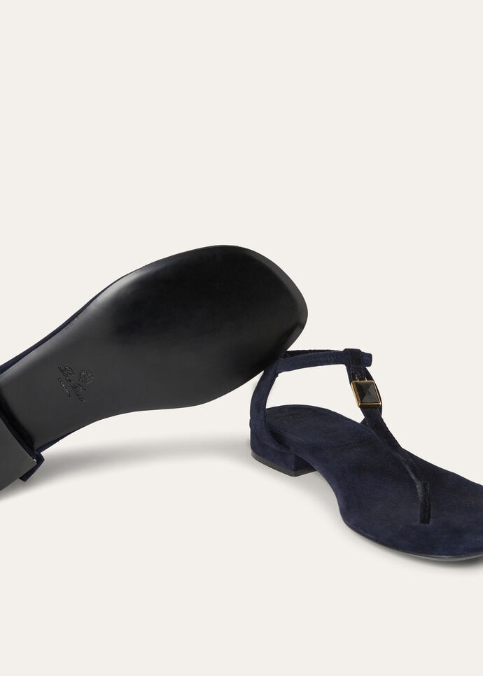 Mindil Sandal Suede Navy Blue | Loro Piana US