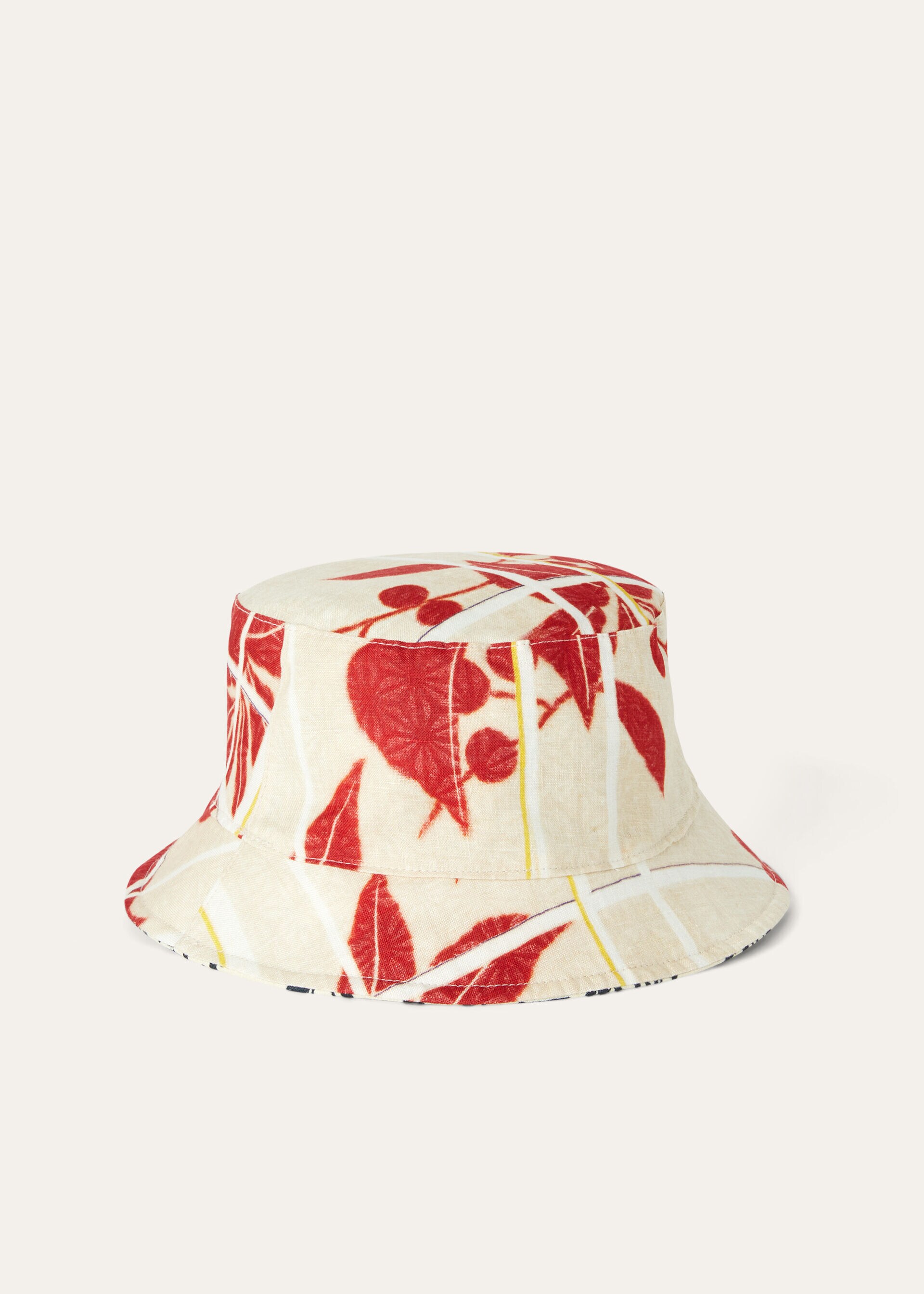Bucket Hat Linen Red Tango+White/Blue Navy+Nougat Loro Piana CC