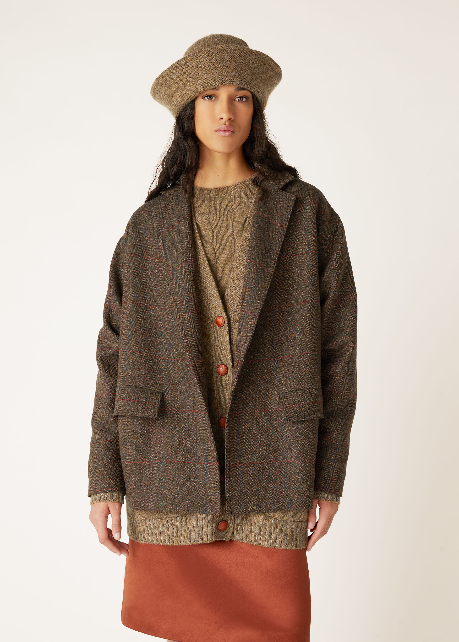 Grace Jacket Cashmere Cocoa Truffle Melange Cheviot Loro Piana CC