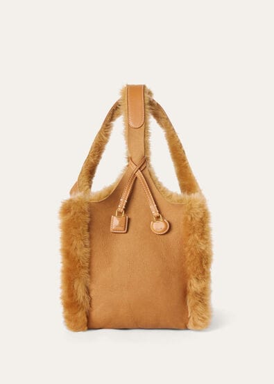 KITE BAG WITH CHARMS SHEARLING ROUNDED CALF