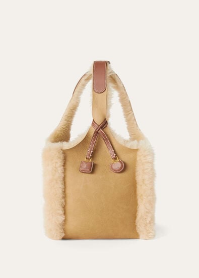 KITE BAG WITH CHARMS SHEARLING ROUNDED CALF