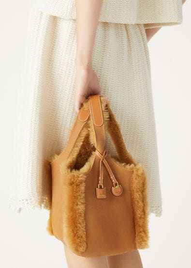 KITE BAG WITH CHARMS SHEARLING ROUNDED CALF