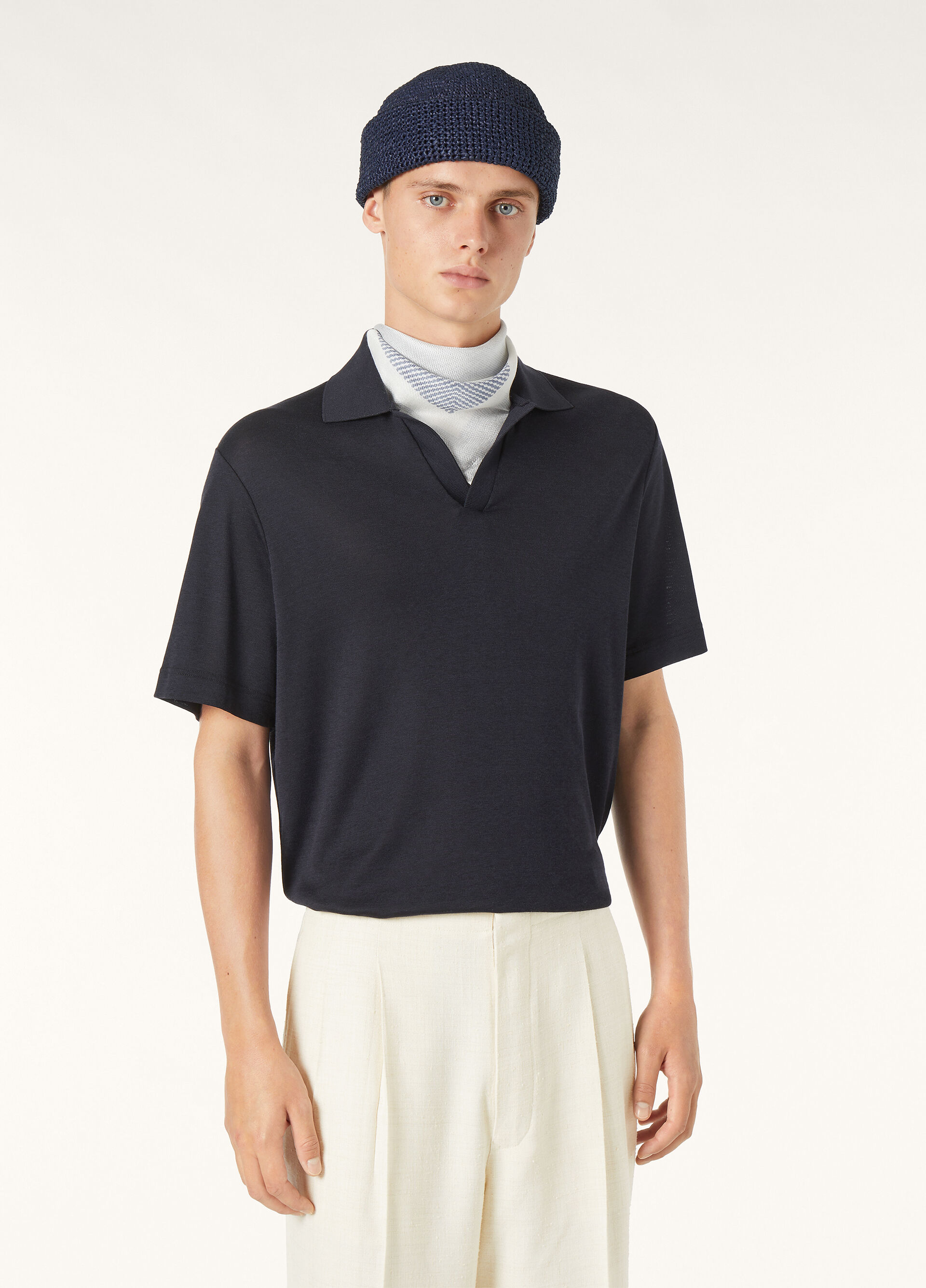 MAZZORBO POLO BUTTONLESS SILK COTTON RIB