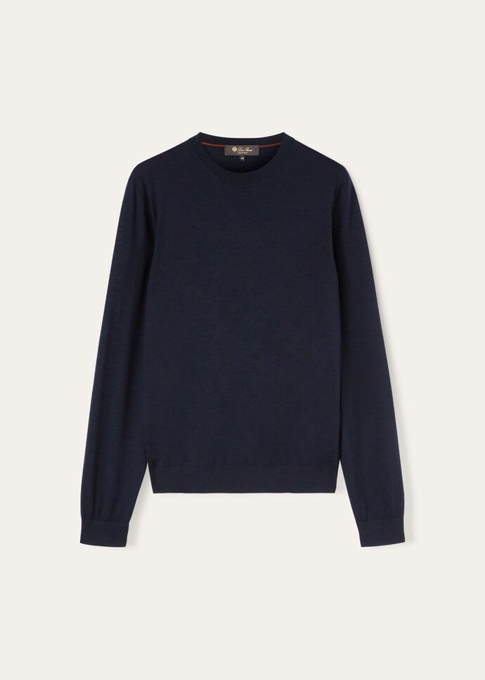 Loro Piana ネイビーダイヤモンド柄ローゲージカシミヤセーター 48