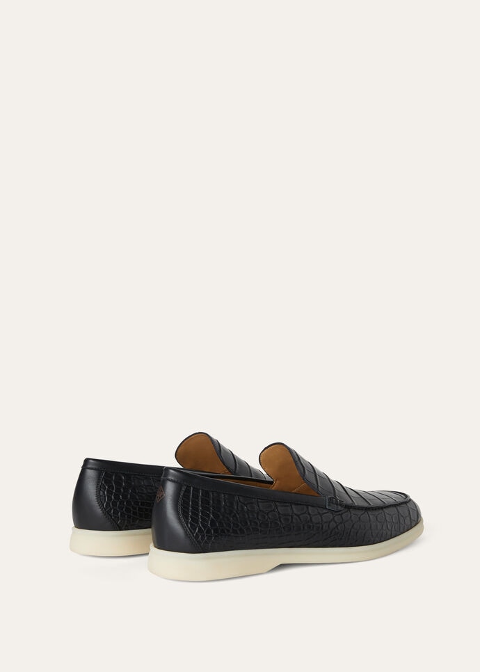 Summer Walk Moccasin Alligator Leather Black | Loro Piana US Summer Walk Moccasin Alligator Leather Black | Loro Piana US