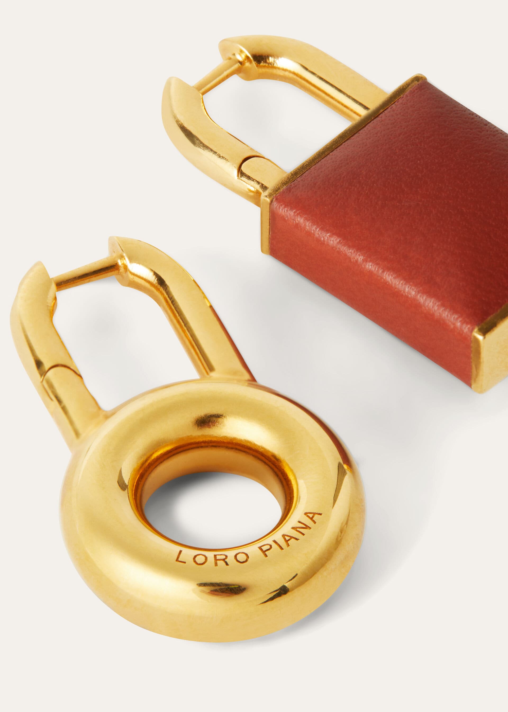 LEATHER COVERED CHARM EARRINGS ROUNDED CALF