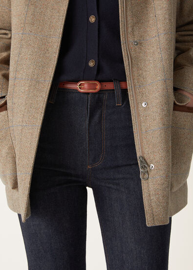 COVERED BUCKLE BELT ROUNDED CALF