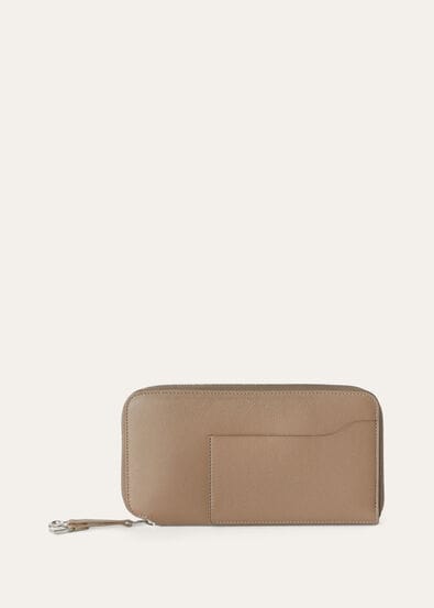 EXTRA CONTINENTAL ZIP AROUND WALLET LINEN CALF