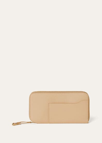 EXTRA CONTINENTAL ZIP AROUND WALLET LINEN CALF