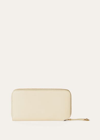 EXTRA CONTINENTAL ZIP AROUND WALLET LINEN CALF