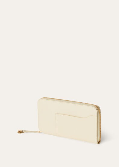 EXTRA CONTINENTAL ZIP AROUND WALLET LINEN CALF