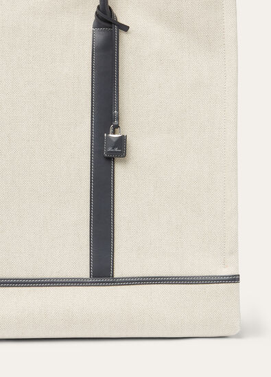 BEAM TOTE LARGE NATURAL CANVAS ROUNDED LEATHER