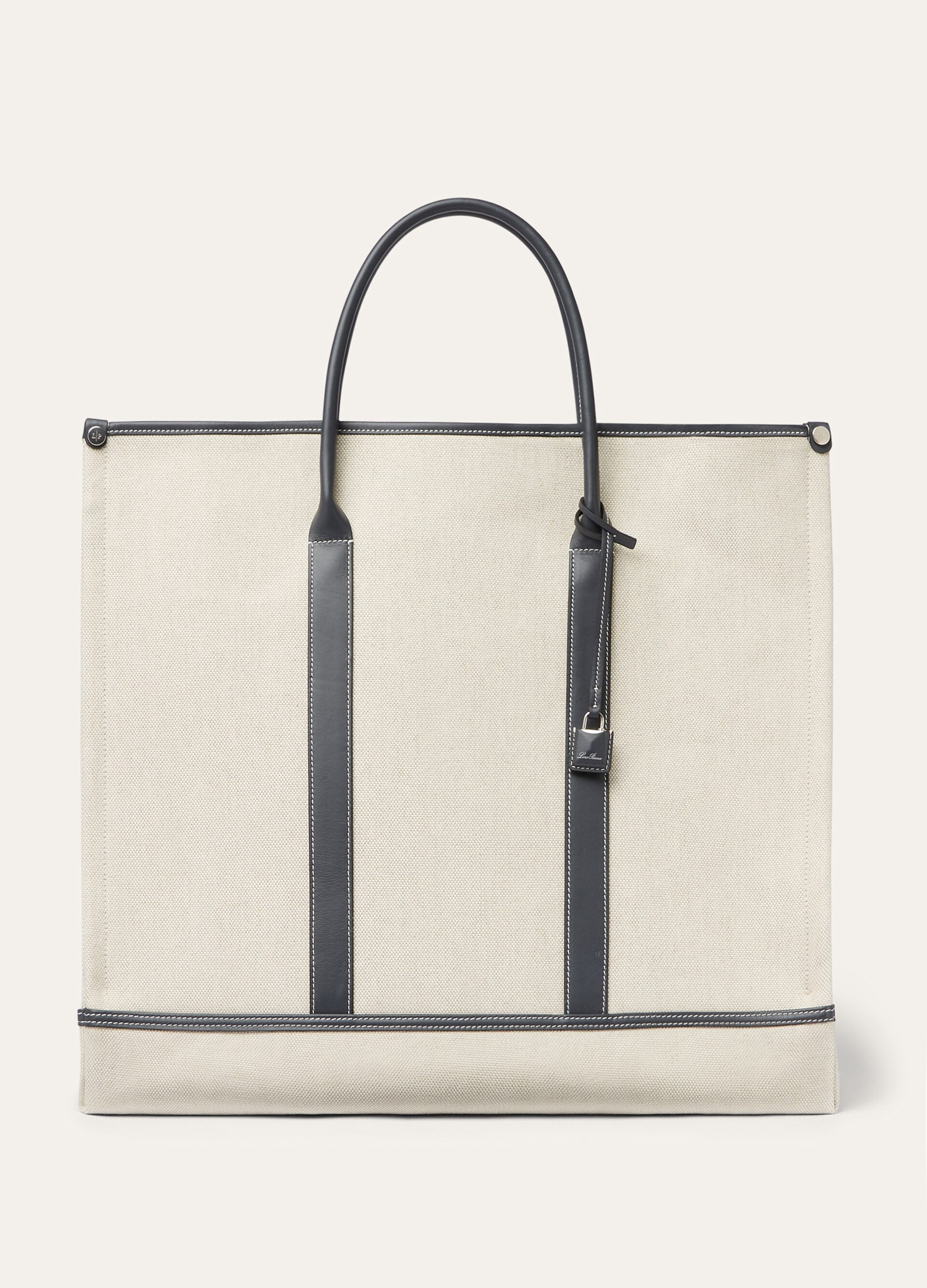 BEAM TOTE LARGE NATURAL CANVAS ROUNDED LEATHER