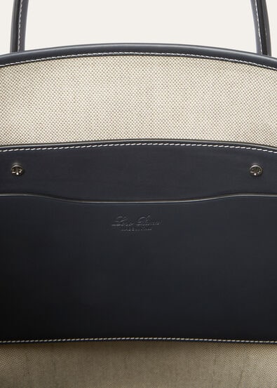 BEAM TOTE LARGE NATURAL CANVAS ROUNDED LEATHER