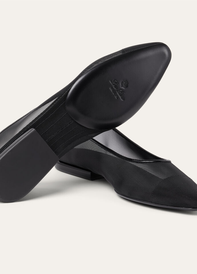 Loro Piana◆Primula メッシュポインテッドトゥフラットシューズ Primula Ballet Flat Microfibre Black | Loro Piana CC