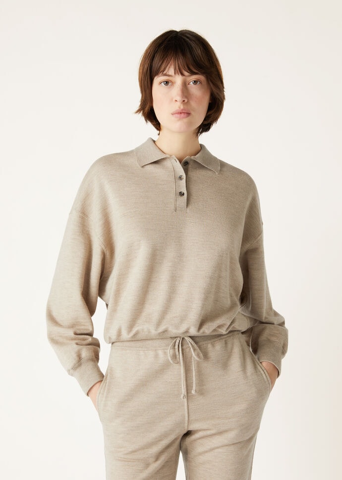 COCOONING LS POLO SWEATSHIRT RAW CASH FLEECE_FAO6286_E07N_3