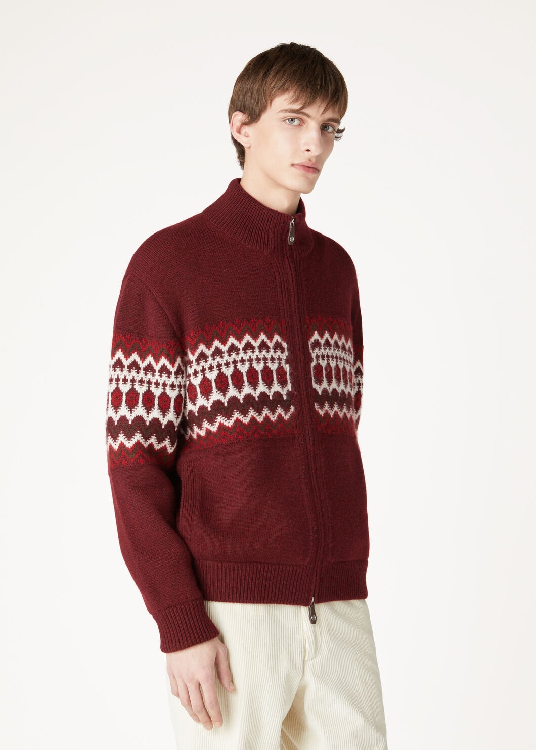 Alpe Pile Bomber Sweater Cashmere Bordeaux Melange/Bright Alpe Pile Bomber Sweater Cashmere Bordeaux Melange/Bright