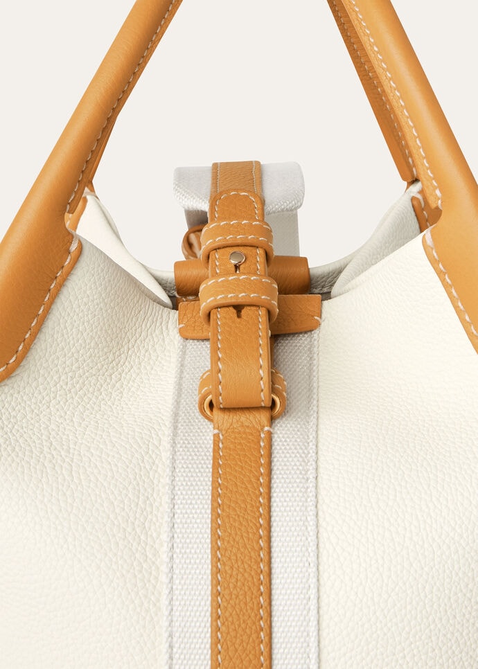 Small Bale bag Calfskin Whisper White/Wheat Bran/Sun Gold