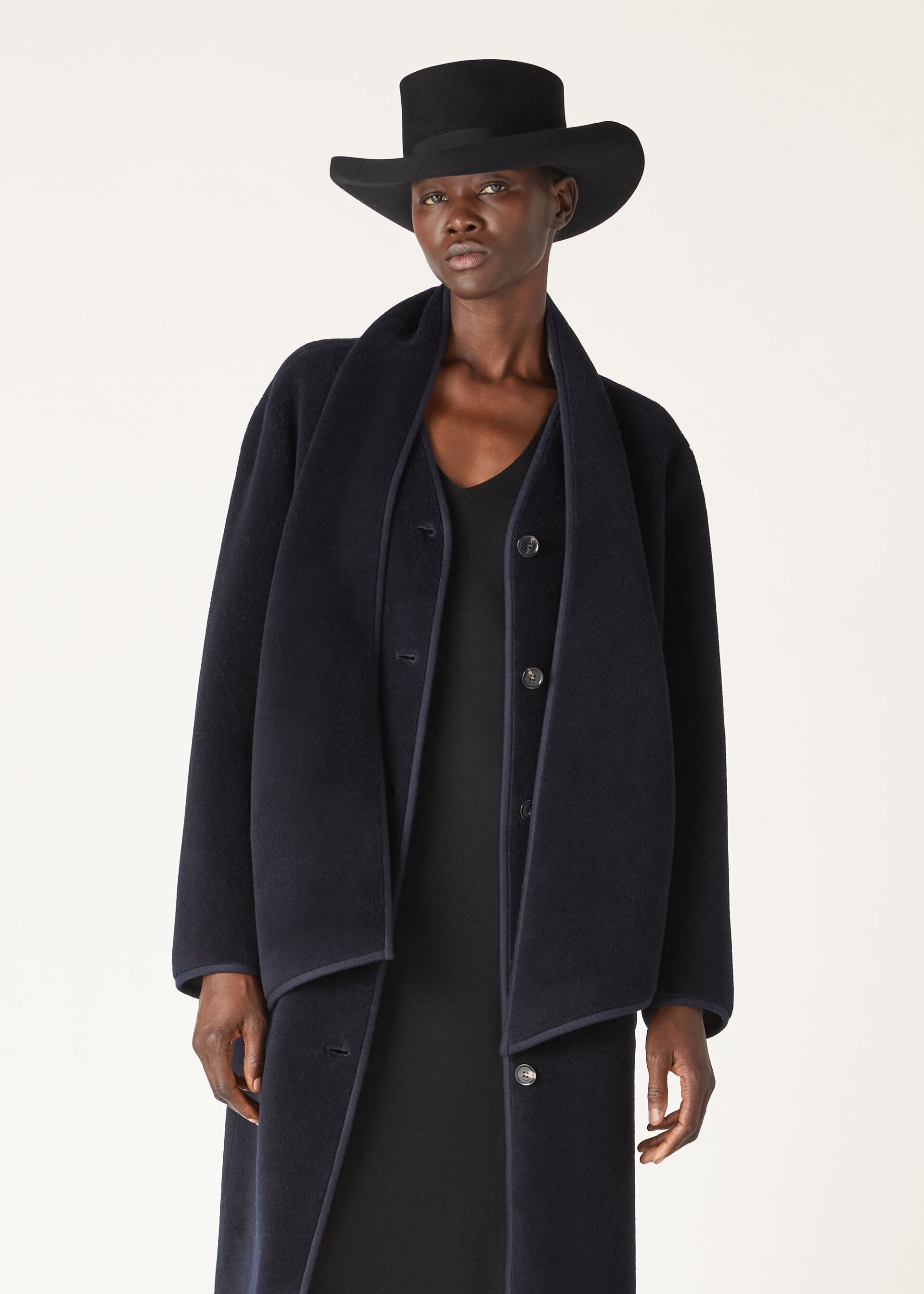 Gladwin Coat Silk, Virgin Wool Blue Navy/Embers Gray Loro Piana US