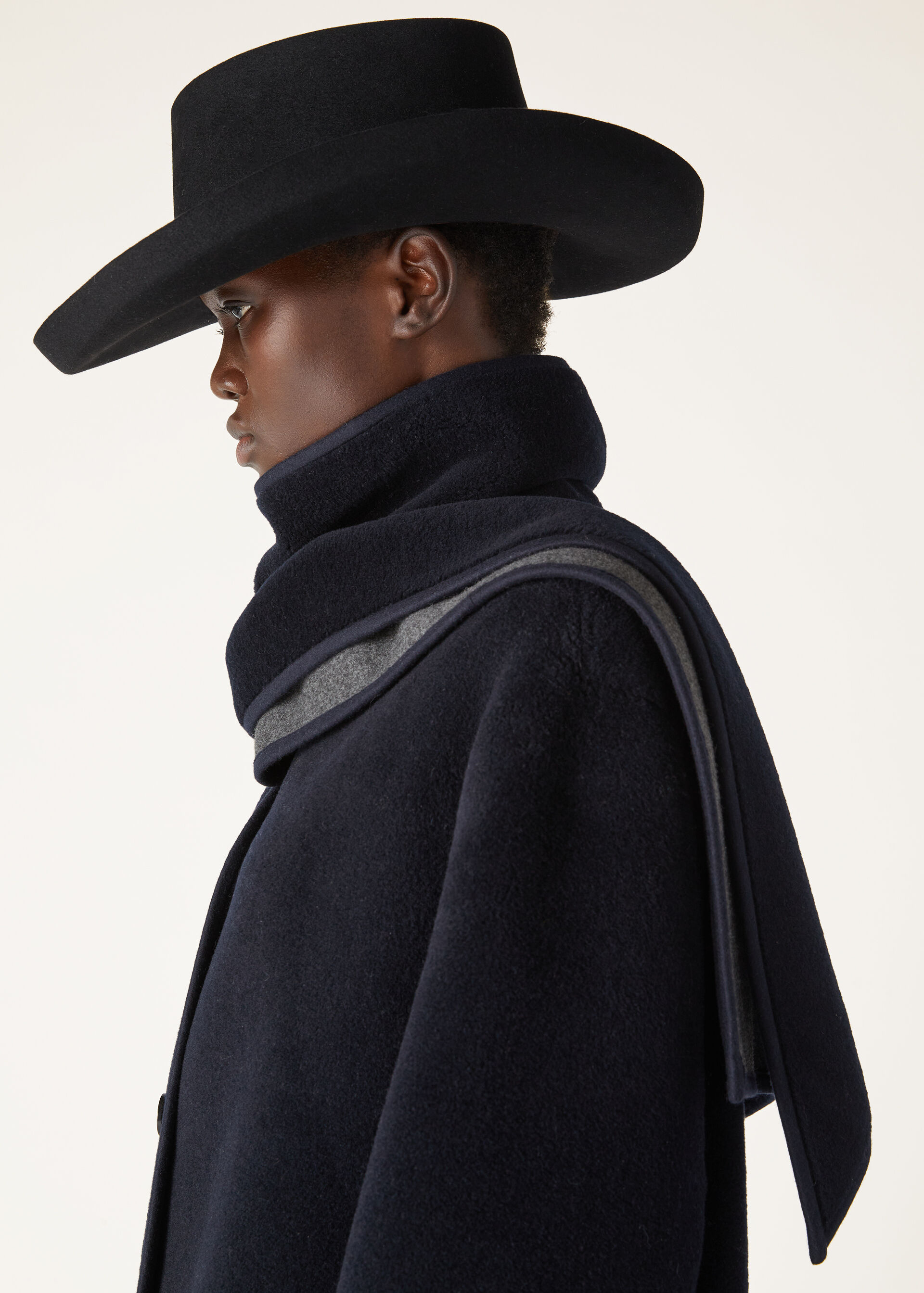 Gladwin Coat Silk, Virgin Wool Blue Navy/Embers Gray Loro Piana US