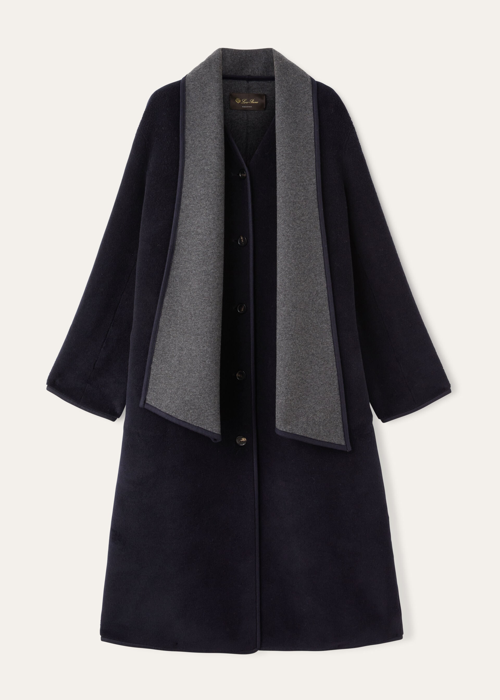 Gladwin Coat Silk, Virgin Wool Blue Navy/Embers Gray Loro Piana US