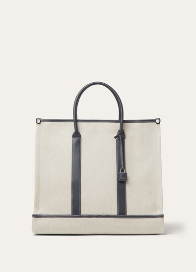 BEAM TOTE SMALL NATURAL CANVAS ROUNDED LEATHER