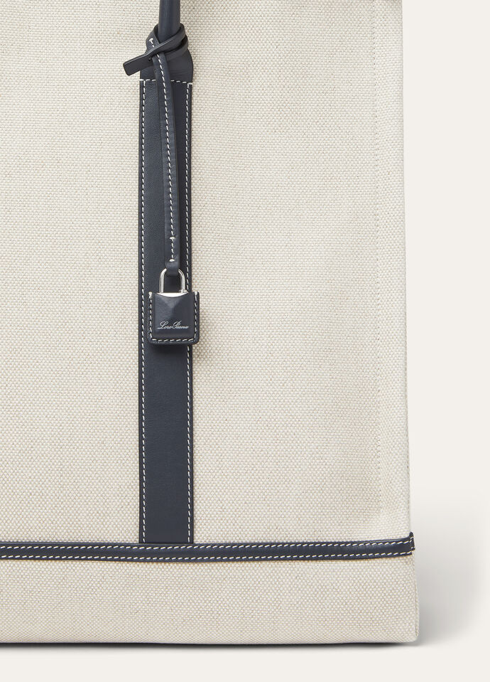 BEAM TOTE SMALL NATURAL CANVAS ROUNDED LEATHER_FAO6846_B4MI_NR_5