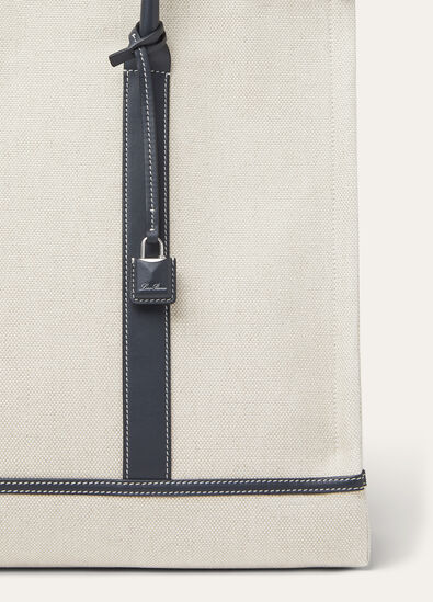 BEAM TOTE SMALL NATURAL CANVAS ROUNDED LEATHER