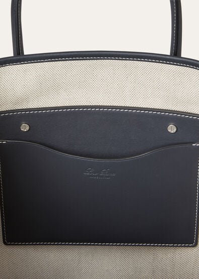 BEAM TOTE SMALL NATURAL CANVAS ROUNDED LEATHER