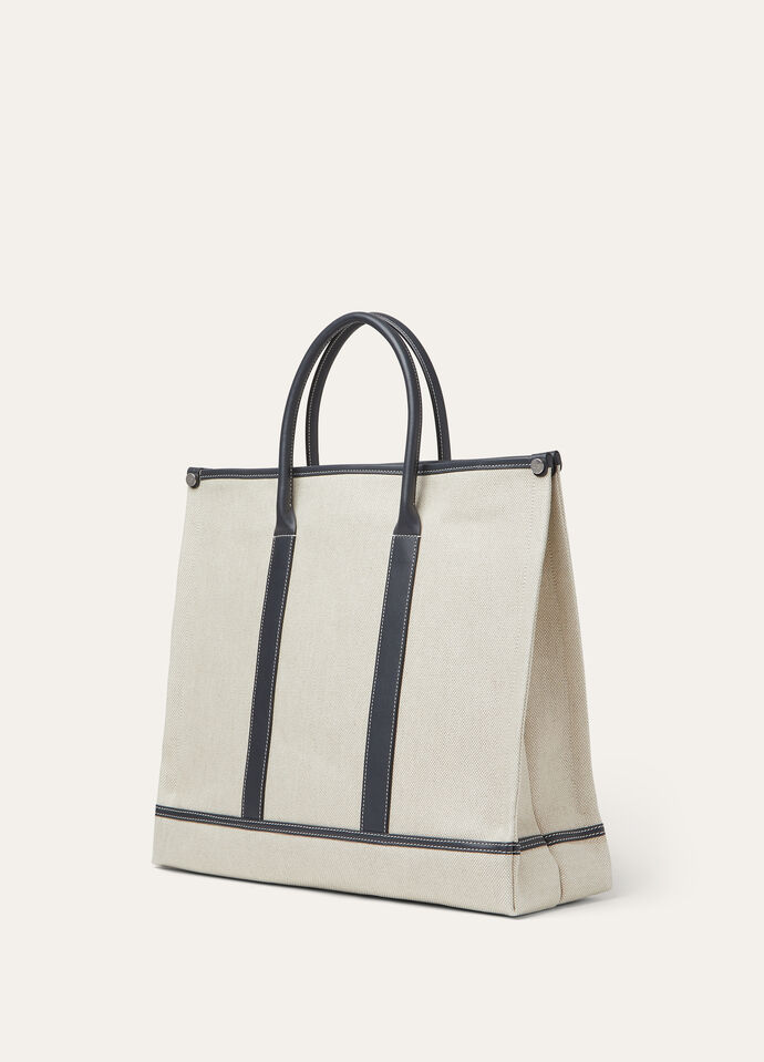 BEAM TOTE SMALL NATURAL CANVAS ROUNDED LEATHER_FAO6846_B4MI_NR_2