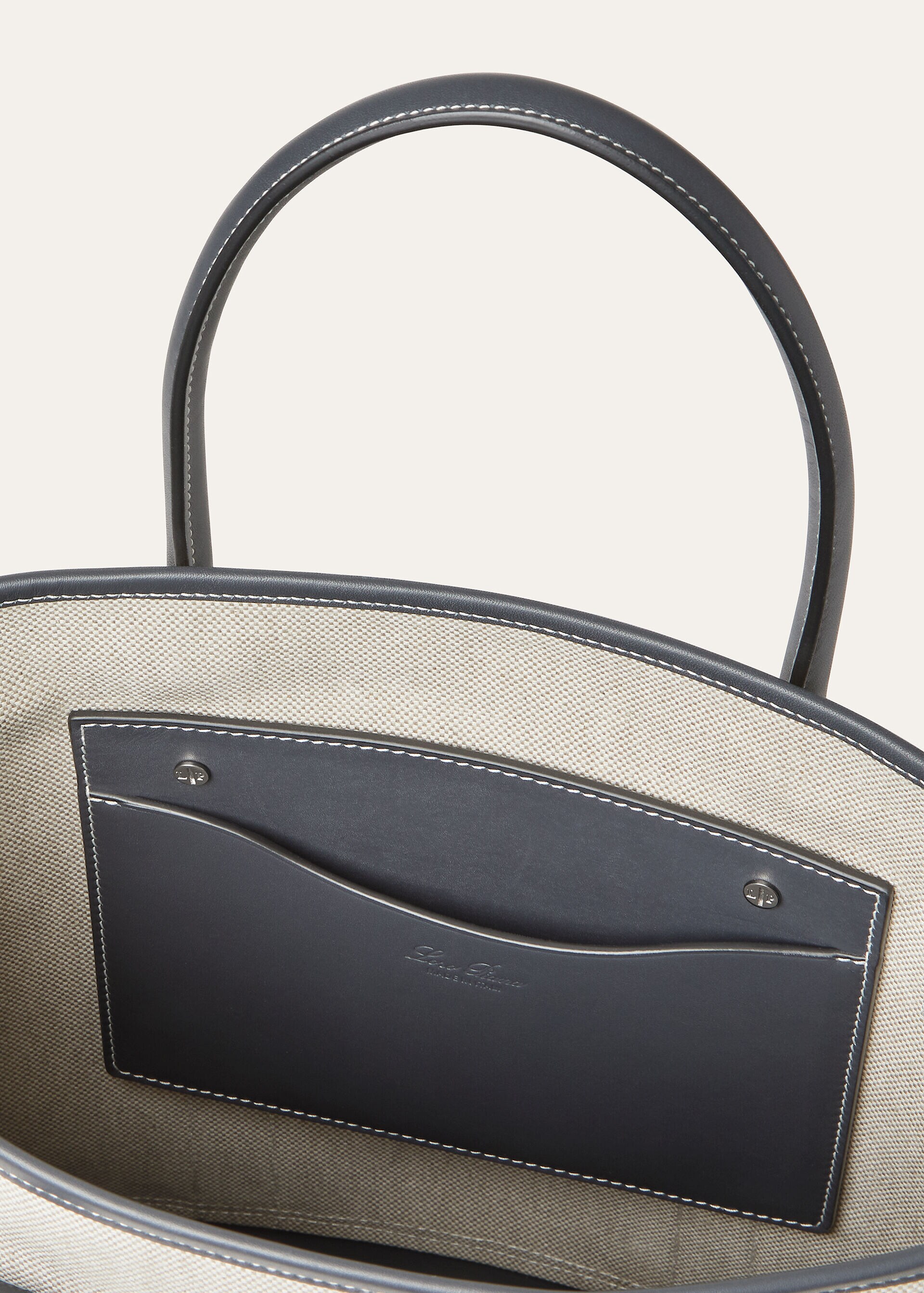 BEAM TOTE SMALL NATURAL CANVAS ROUNDED LEATHER