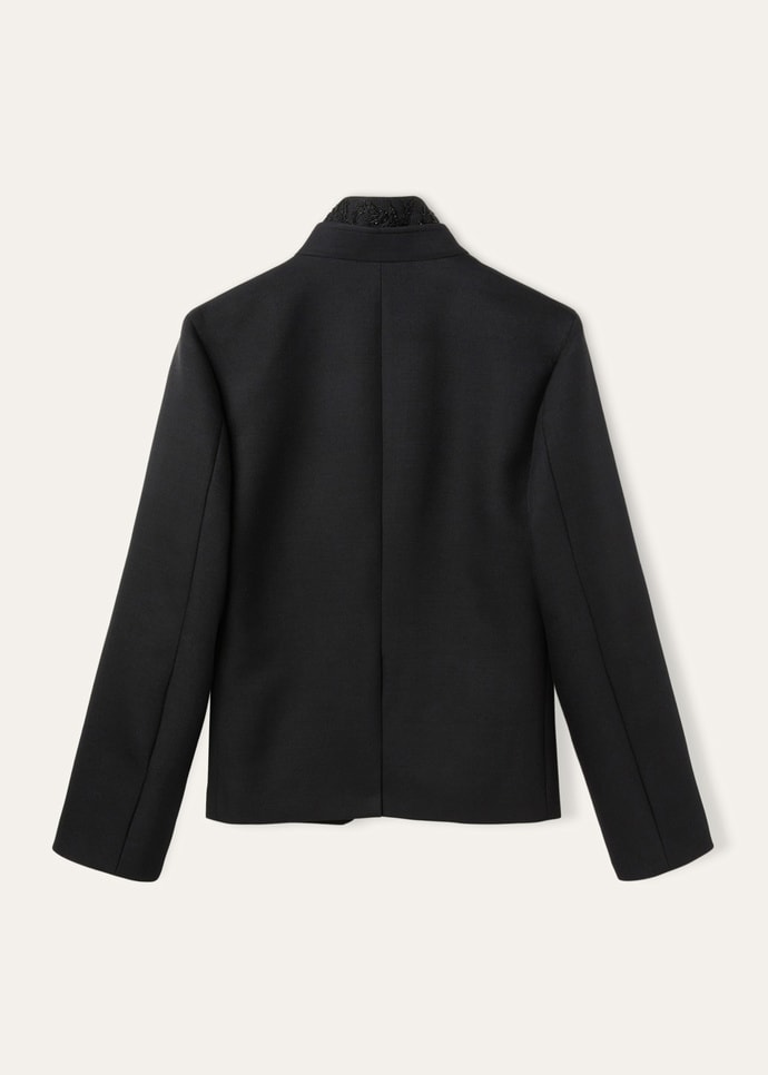 Mini Spagna Jacket Silk, Virgin Wool Black | Loro Piana FR