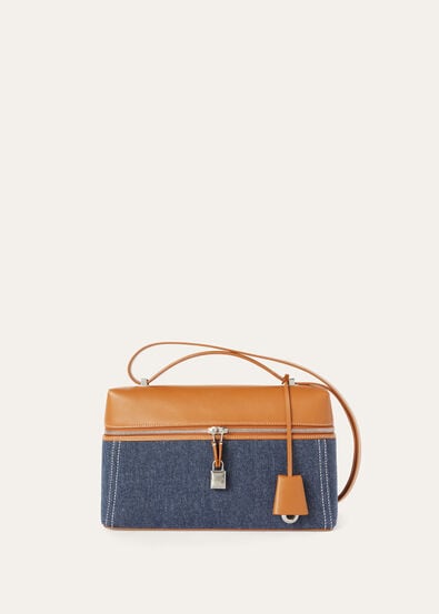 EXTRA BAG L27 DENIM FLOWER ROUNDED CALF