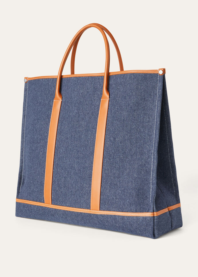 BEAM TOTE LARGE DENIM FLOWER ROUNDED CALF_FAO6975_B4M7_NR_3