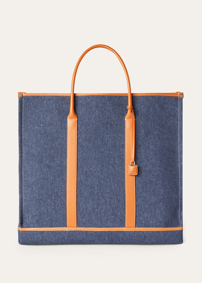 BEAM TOTE LARGE DENIM FLOWER ROUNDED CALF_FAO6975_B4M7_NR_2