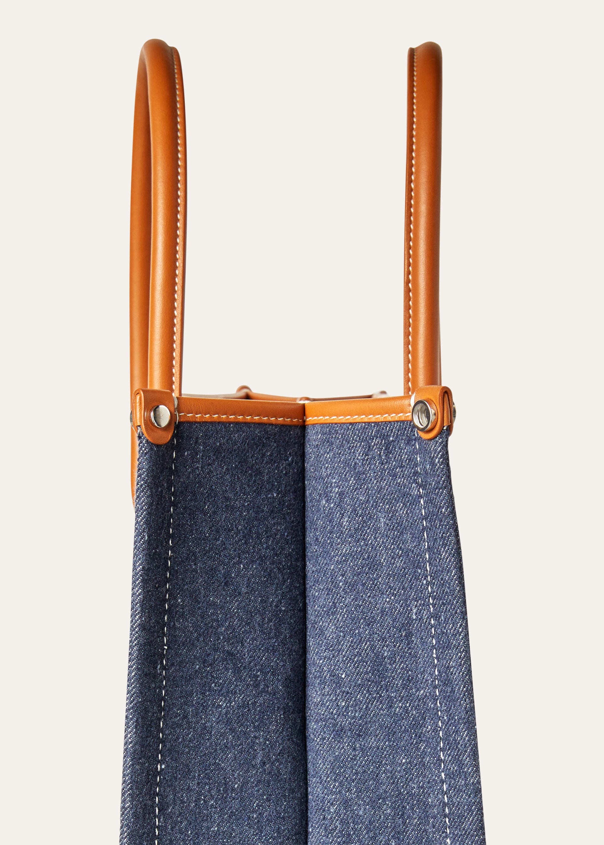 BEAM TOTE SMALL DENIM FLOWER ROUNDED CALF