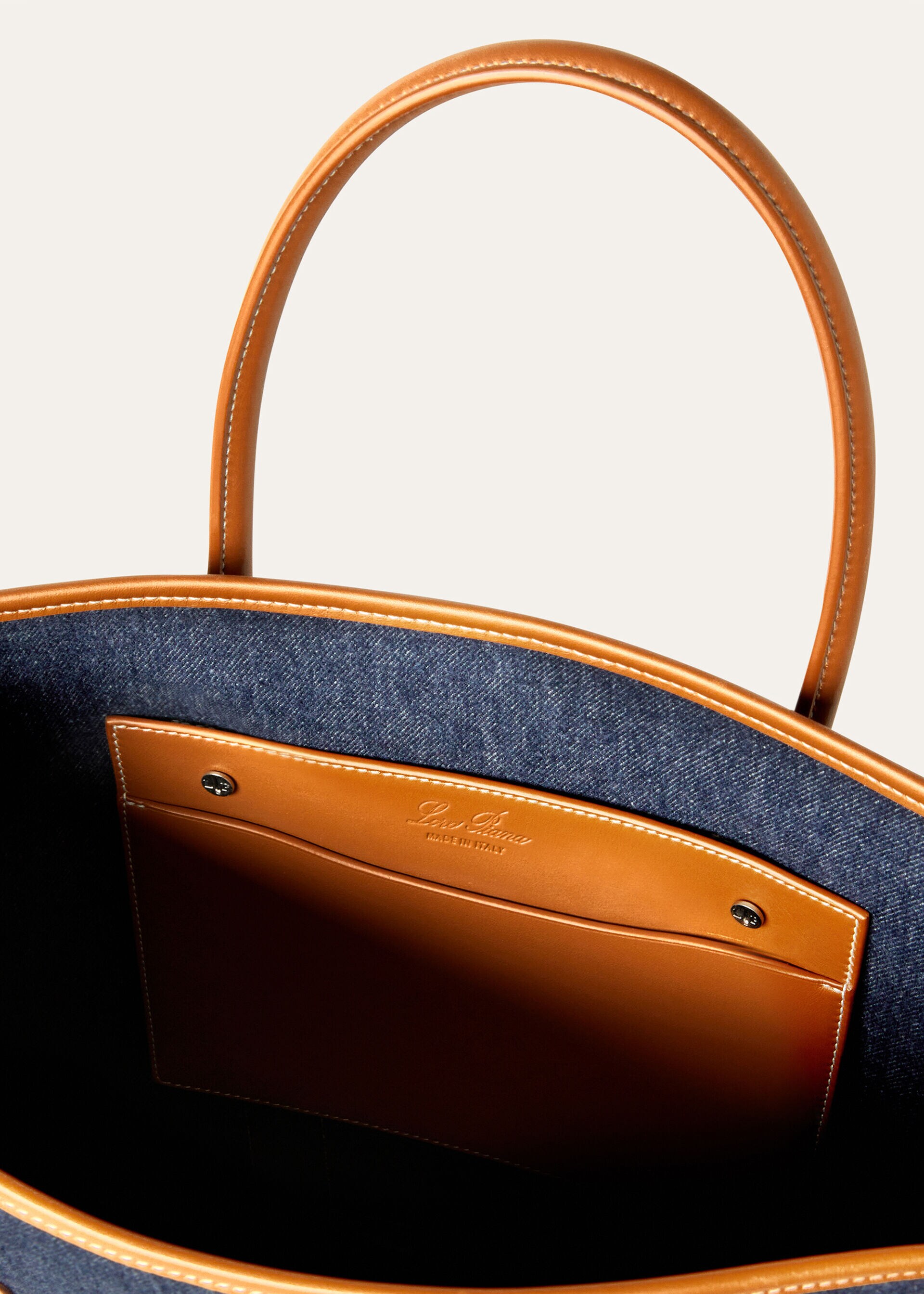 BEAM TOTE SMALL DENIM FLOWER ROUNDED CALF