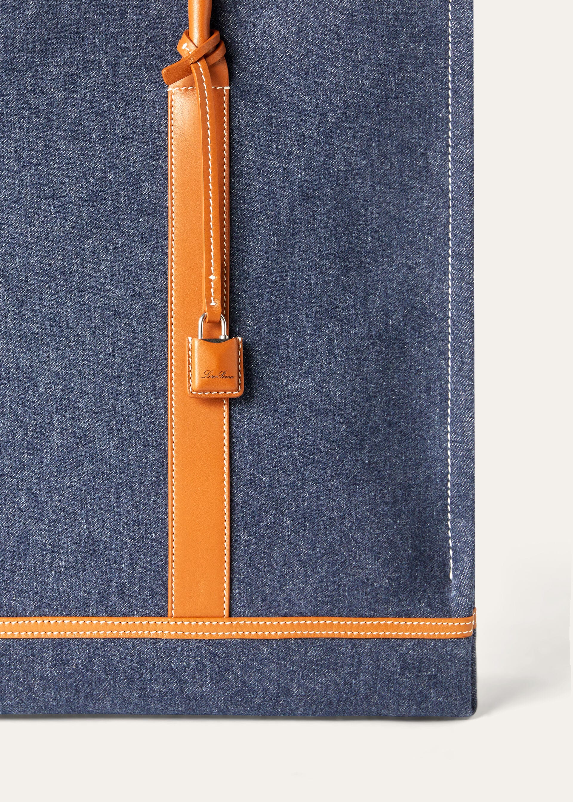 BEAM TOTE SMALL DENIM FLOWER ROUNDED CALF