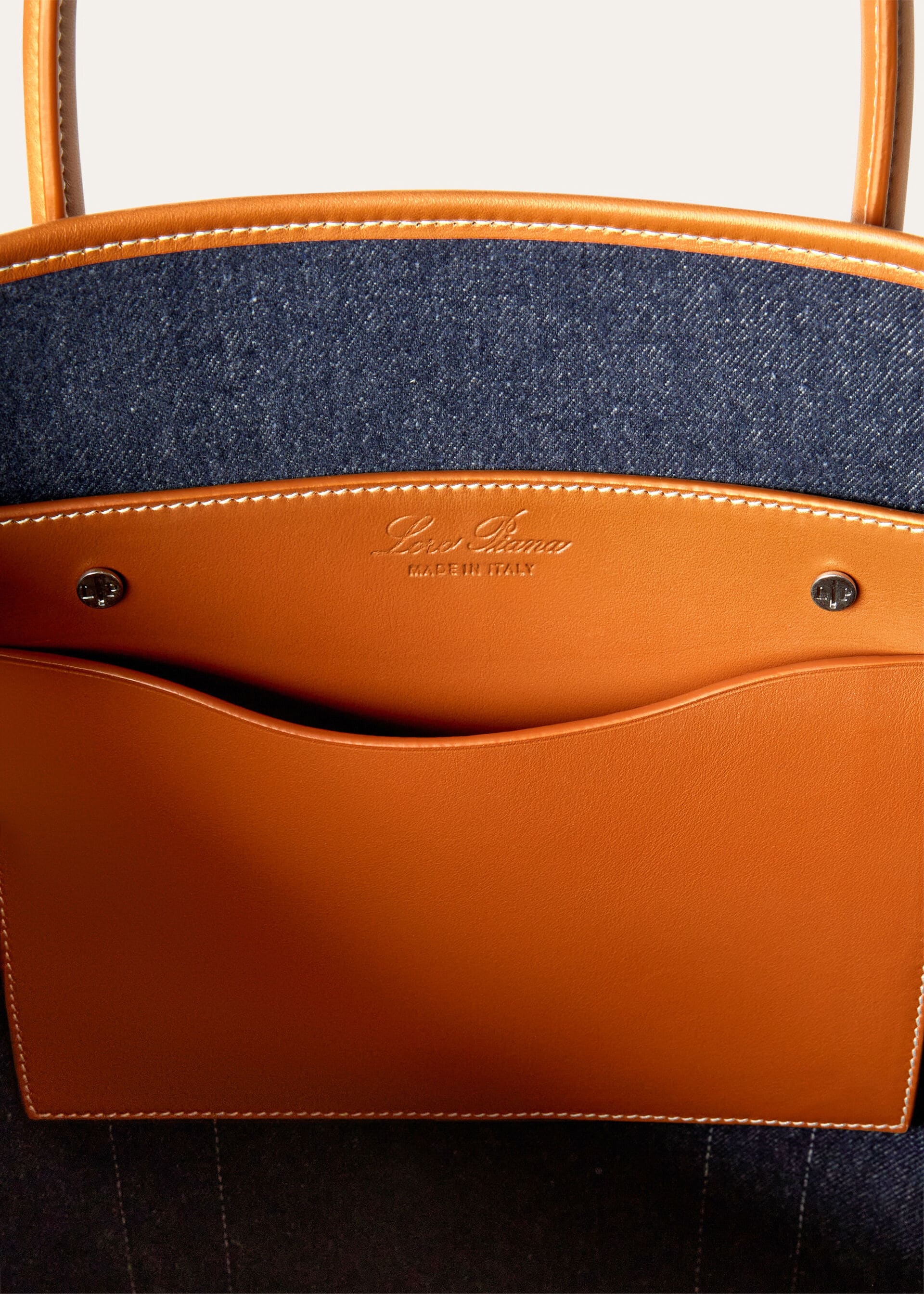 BEAM TOTE SMALL DENIM FLOWER ROUNDED CALF