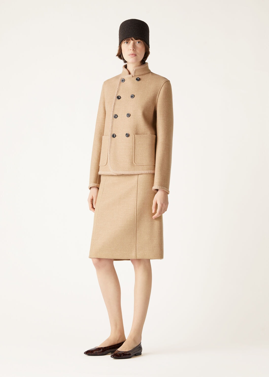 Skirted wool coat online