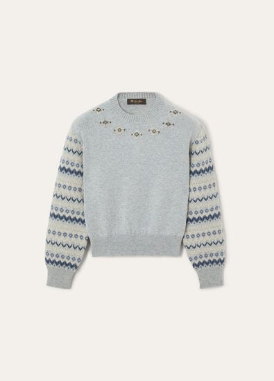 ALPE PILE EMBR. CREWNECK SWEATER CASH GG 7