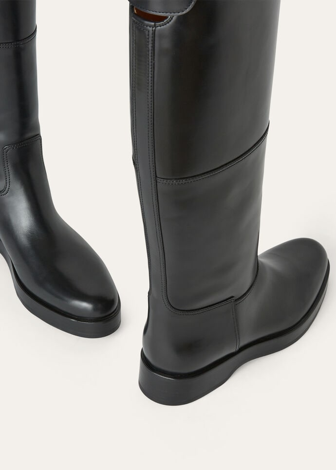 Lupo High Boot Calfskin Black | Loro Piana CC