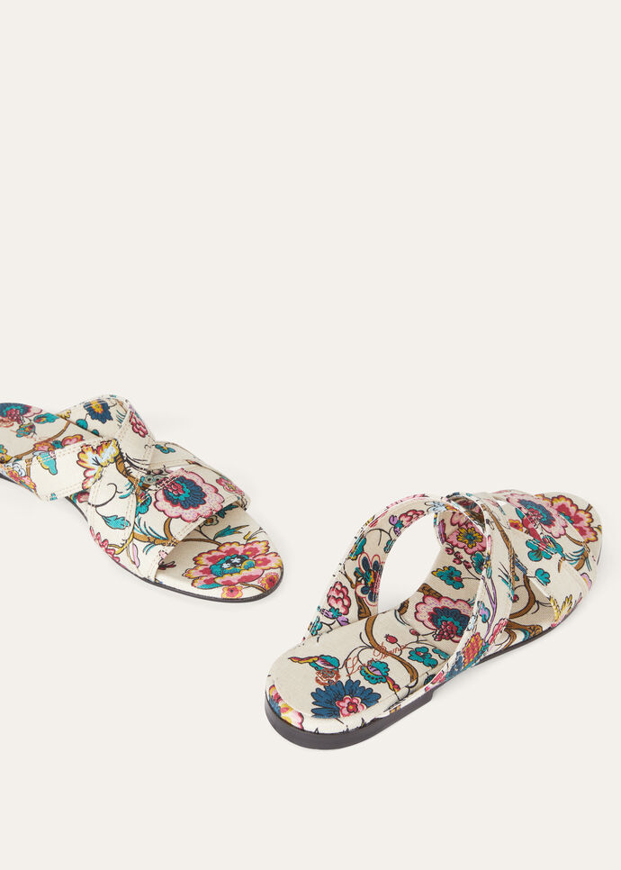 Yuki Flat Mule Linen SANDALWOOD+IMPRES.PINK+CREAM.HONEY