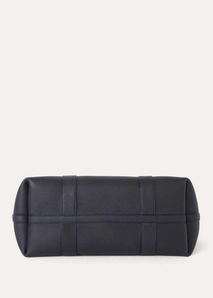 Large Ghiera Shopper Calfskin Blue Navy/Sun Gold | Loro Piana US