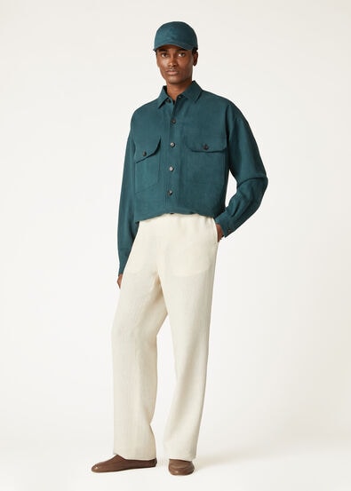 VINCENZO OVERSHIRT TWISTED LINEN FLOWER RAIN