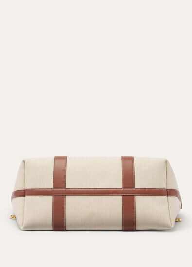 GHIERA SHOPPER LARGE NATURAL CANVAS ROUNDED CALF