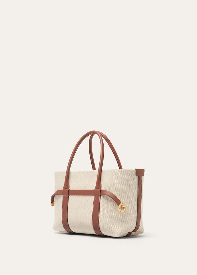 GHIERA SHOPPER SMALL NATURAL CANVAS ROUNDED CALF_FAO7477_B4NE_NR_4